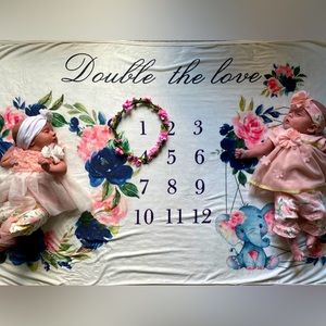 Milestone Blanket for twin girls